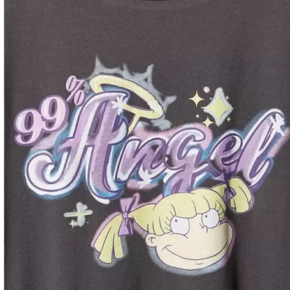 2X 18W 20W Torrid Grey Rugrats Long Sleeve Crop Tee Lettuce Hem Angelica 90s Car